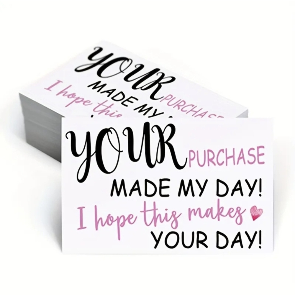 Thank You Cards with Black and Pink Text 100 COUNT!